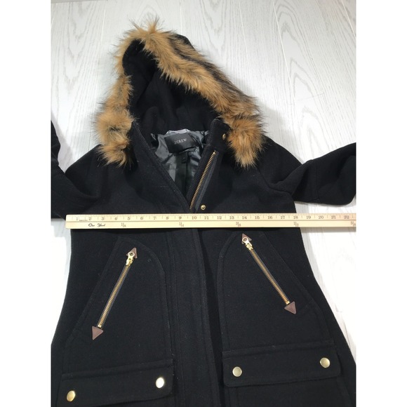 J Crew Chateau Parka Coat 2P Italian Stadium Cloth Nello Gori Wool Faux Fur Zip - Picture 3 of 12